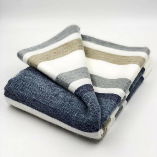 Blue/Tan stripe - Alpaca Blanket