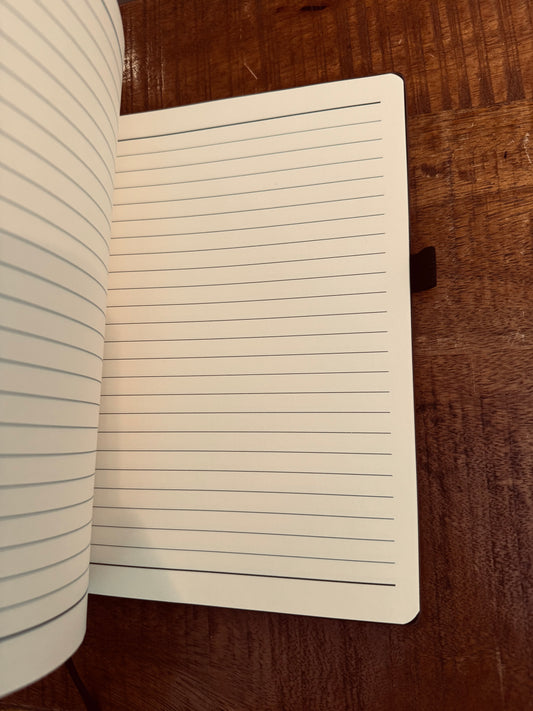 Handmade Leather Notebook with lined pages - Steal Your Face design