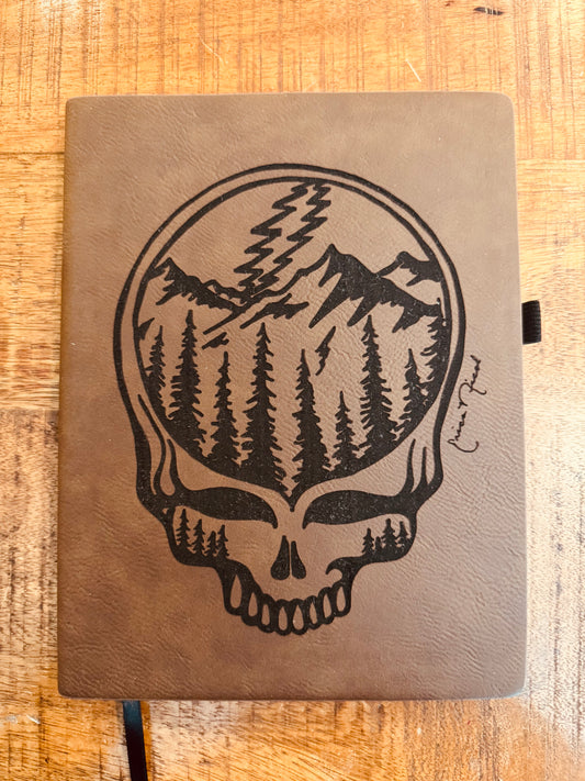 Handmade Leather Notebook with lined pages - Steal Your Face design