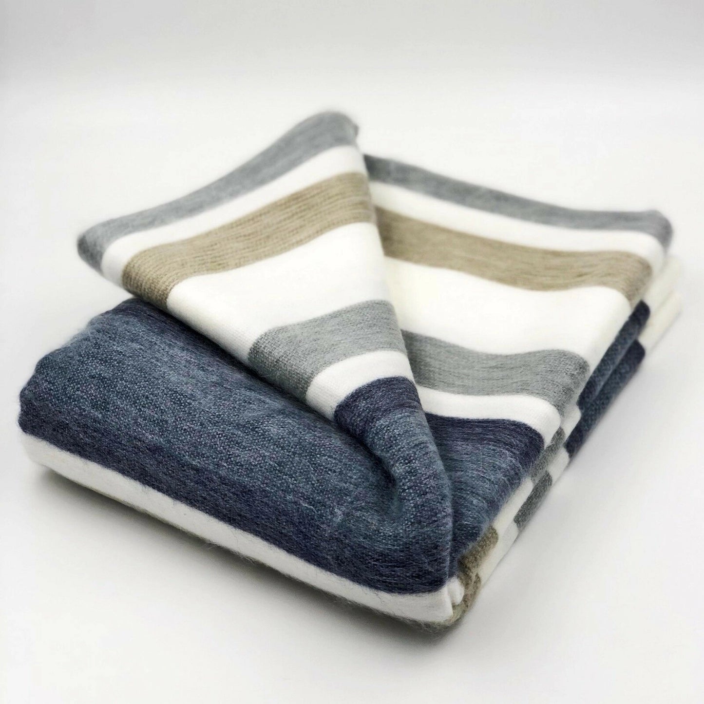 Blue/Tan stripe - Alpaca Blanket