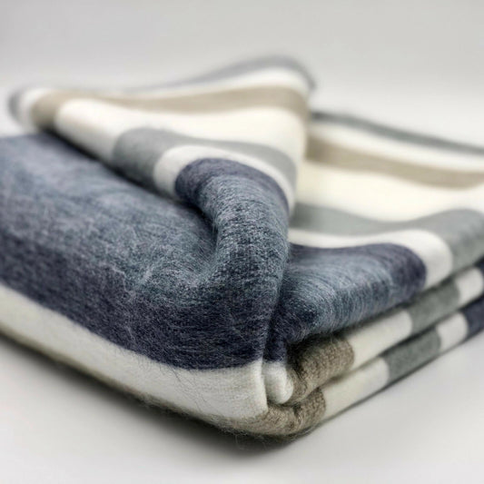Blue/Tan stripe - Alpaca Blanket