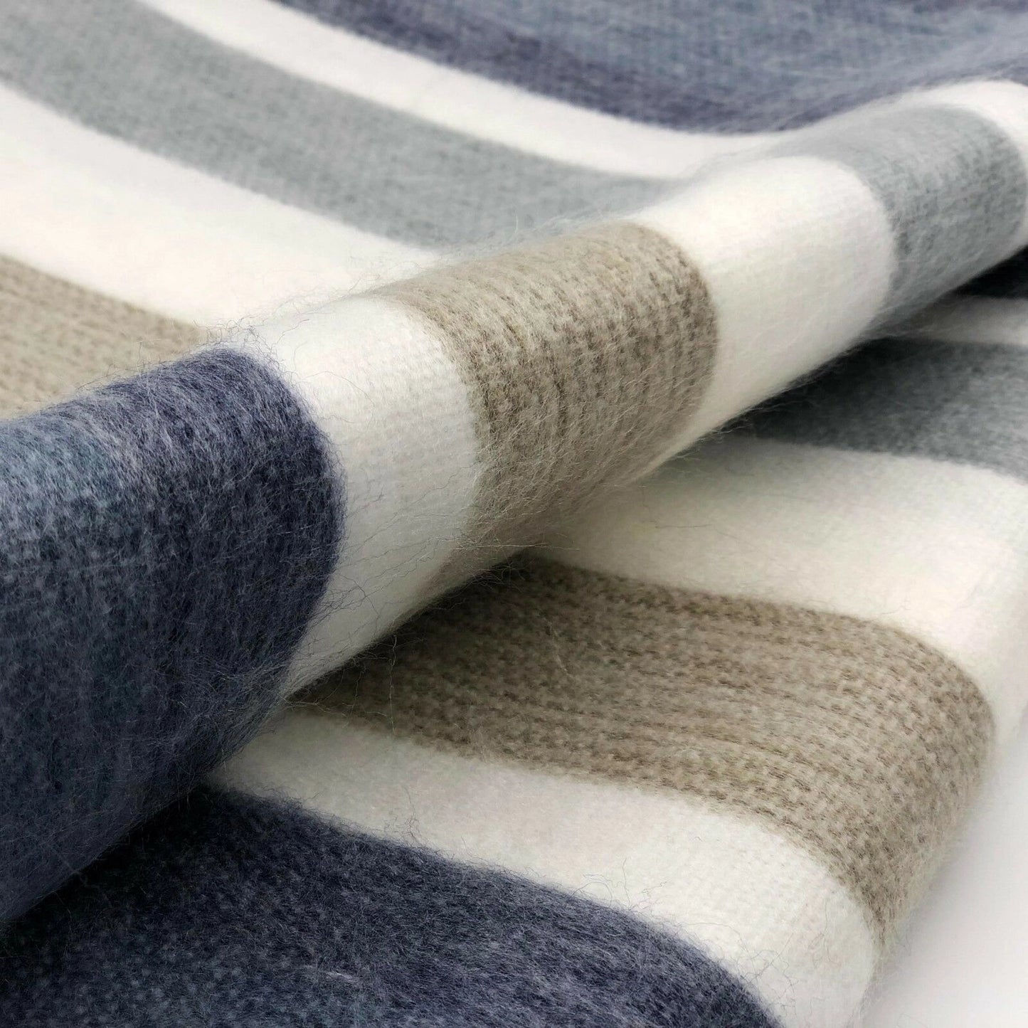 Blue/Tan stripe - Alpaca Blanket